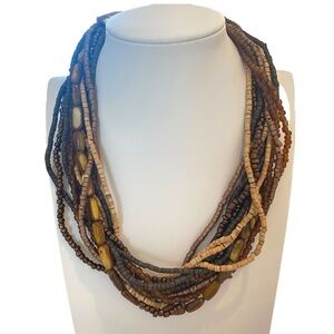 Multistrand brown chunky necklace brown MOP Mother of Pearl